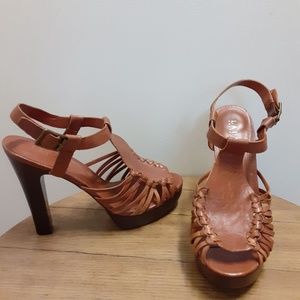 🆕Ralph LAUREN Caramel Brown Caged Leather Heels